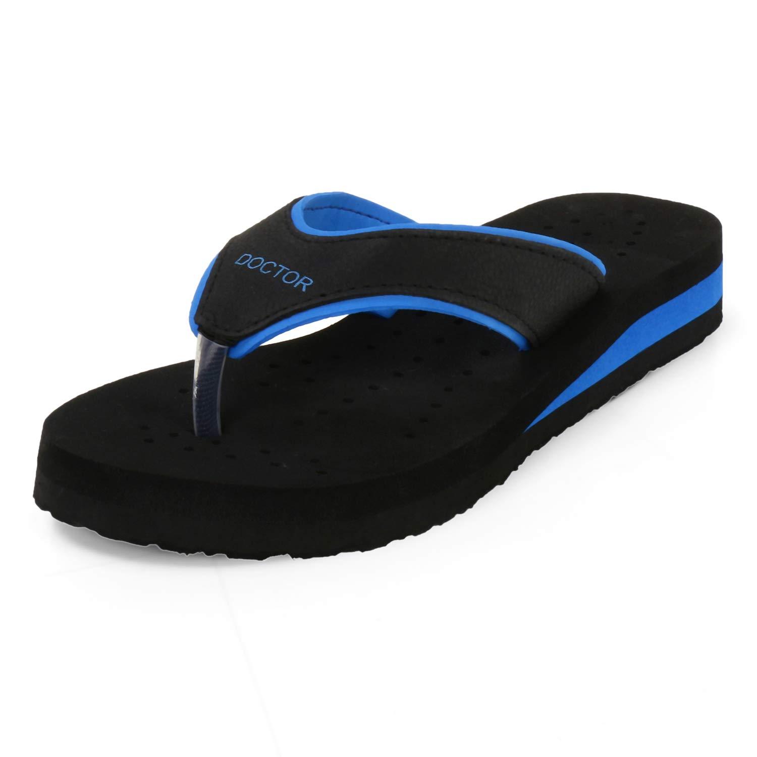 DOCTOR EXTRA SOFT Women's Black & Blue Ortho Slipper - 3 UK