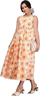Daevish Tog Dress for Women | New Rayon Floral Printed Flared Maxi Dress for Women & Girl's