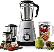 HydroGrind Powerful 750 W Juicer Mixer Grinder For Kitchen 4 Jars (3 Stainless Steel + 1 Juicer) Mixie For Mixing, Grinding, Juicing 4 Years Warranty (Grey & Black)