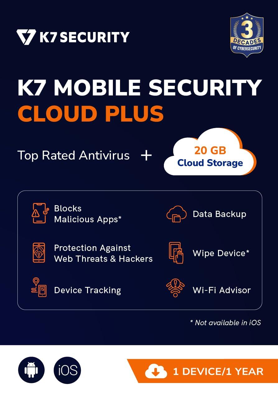 K7 Mobile Security with 20 GB cloud storage |1 User 1 Year| Email Delivery-No CD