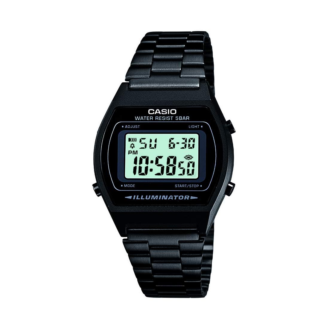 Casio Unisex Vintage B640WB-1ADF Black Digital Dial Black Stainless Steel Band D180