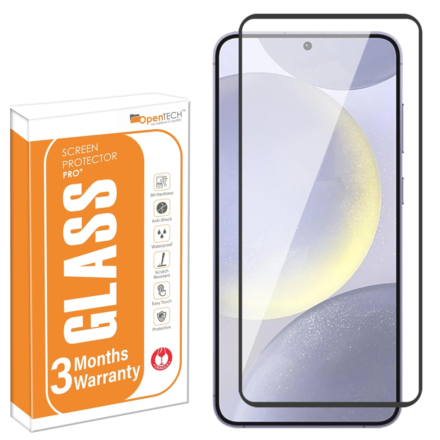 OpenTech® Military-Grade Tempered Glass Screen Protector Compatible for Samsung Galaxy S24 Plus 5G / Samsung Galaxy S25 Plus 5G with Edge to Edge Coverage and Easy Installation kit