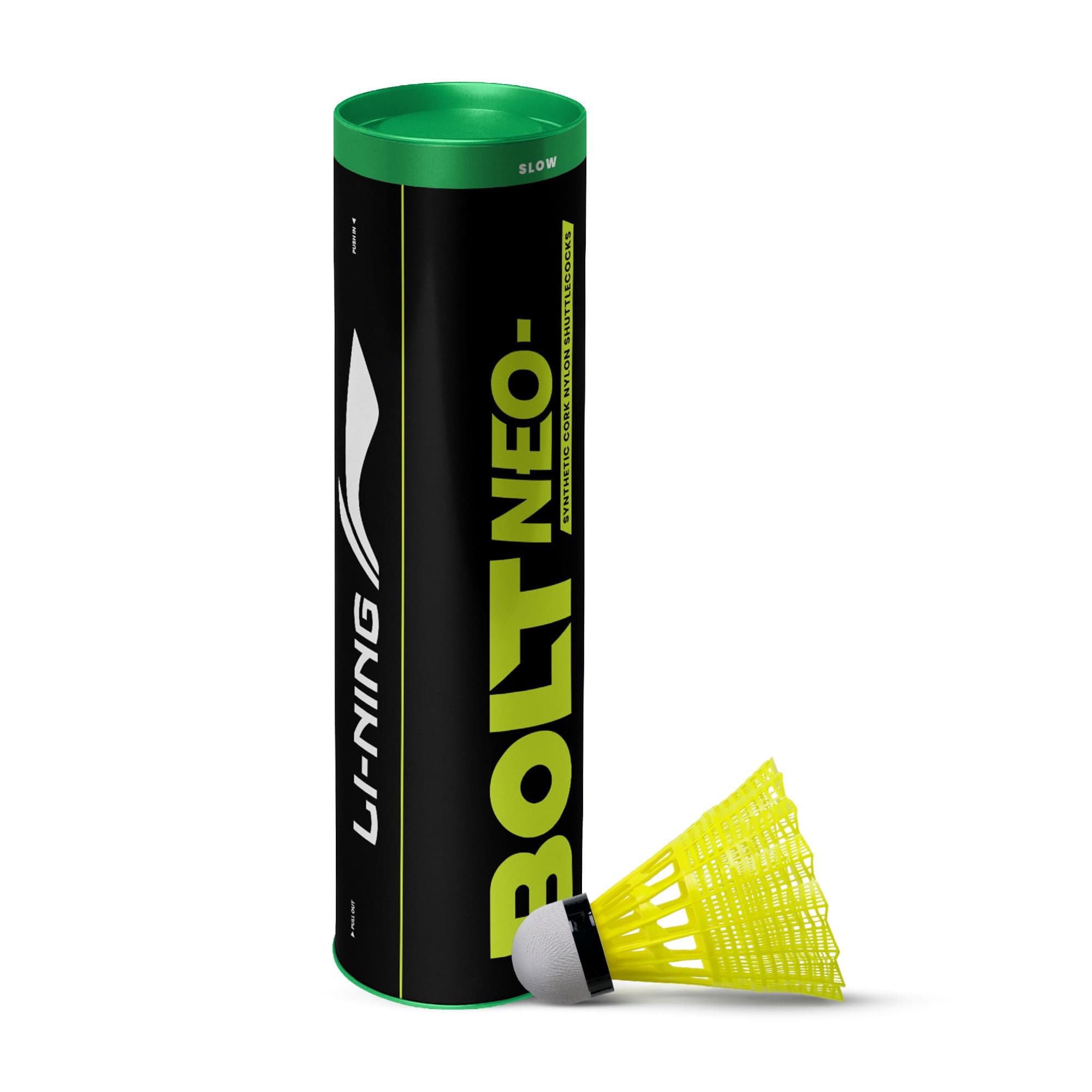 Li-Ning Bolt Neo Nylon Badminton Shuttlecocks (Yellow, Slow Speed) | High Quality | Synthetic Cork