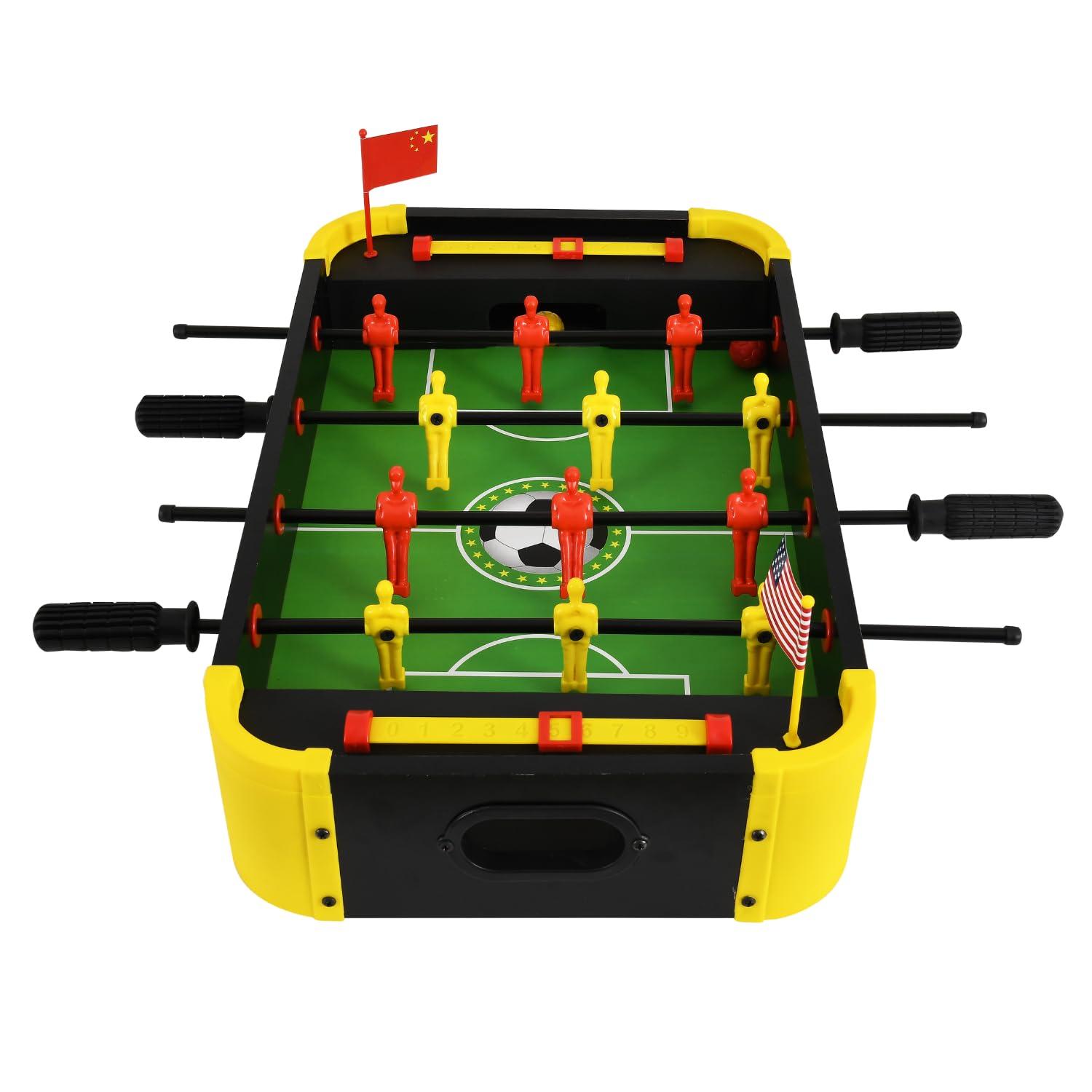 Leosportz Foosball Table for Kids and Adults - Football Table Top Games | Mini Football Soccer Game | Indoor Games and Great Gift for Boys | 2 Handles and 6 Players Game (Black-Yellow, Medium)