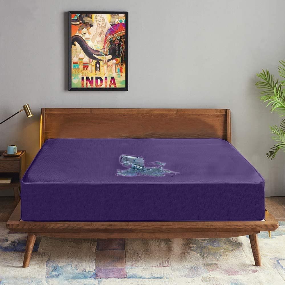 Trance Waterproof Terry Fabric Ultra Soft Mattress Protector | Breathable | Hypoallergenic Bed Cover | Mattresses Cover (72x66 inch | 6x5.5 feet_ Plum)
