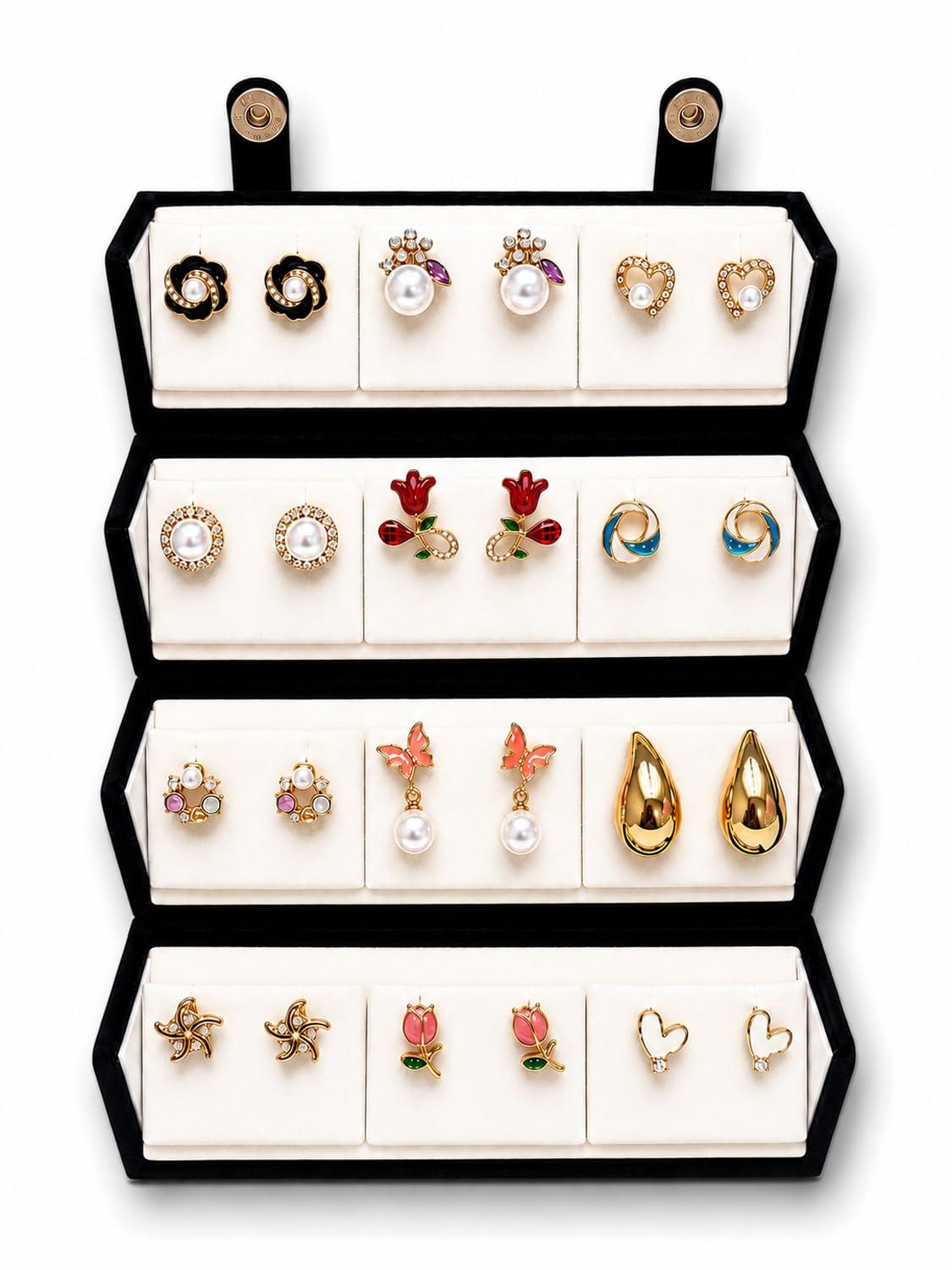 Shining Diva Fashion 12 Pairs Elegant Pearl & Crystal Gold Plated Stud Earrings Set with Premium Display Gift Box for Women and Girls (rrsd17744er_BOX1025)