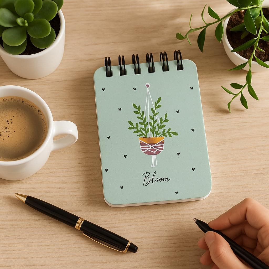 Articious Spiral Pocket Notebook (7.5 x 11 cm) | Cute Mini Notepad | Small Handy Notebook for School, Office & Personal Notes (Bloom)