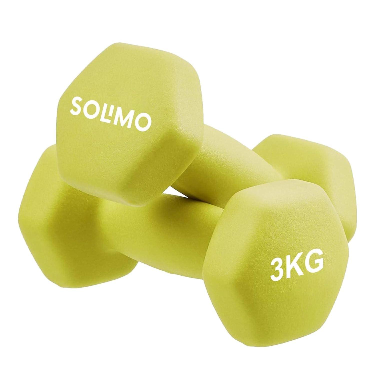Amazon Brand - Solimo Neoprene Dumbbell 3 Kg, Set of 2 (Green)
