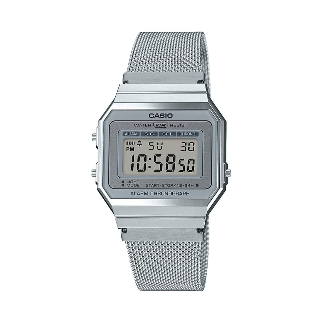 Casio Vintage A700WM-7ADF Digital Grey Dial Unisex Watch Silver Metal Strap (D170)