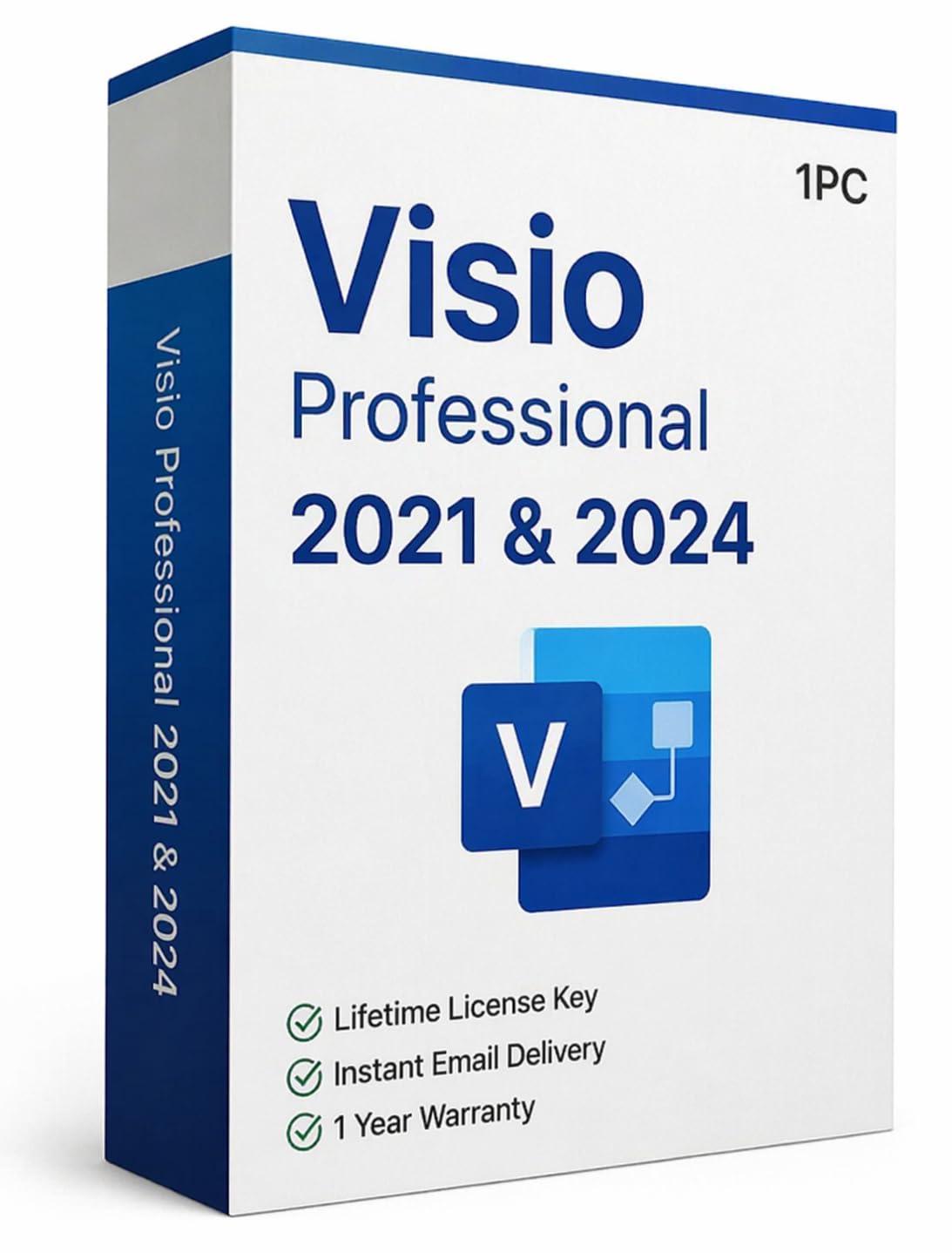 Visio-Professional | Lifetime License Key | Instant Email Delivery | 1 PC | Full Version (2021, Visio)