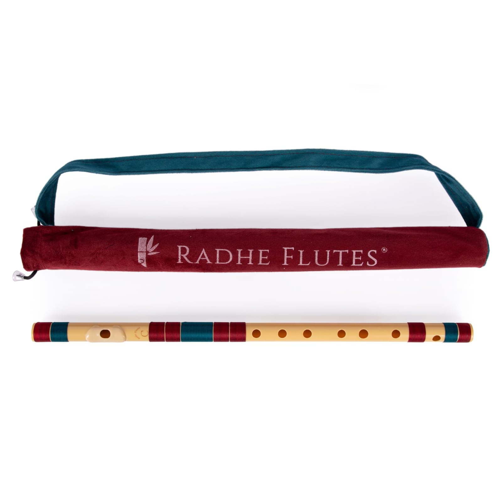 Radhe Flutes | PVC Fiber | C Natural | Right Handed | Maroon & Dark Green Threads | Assorted Colours for Velvet Cover + Complete Flute Beginners Online Course In Hindi and English