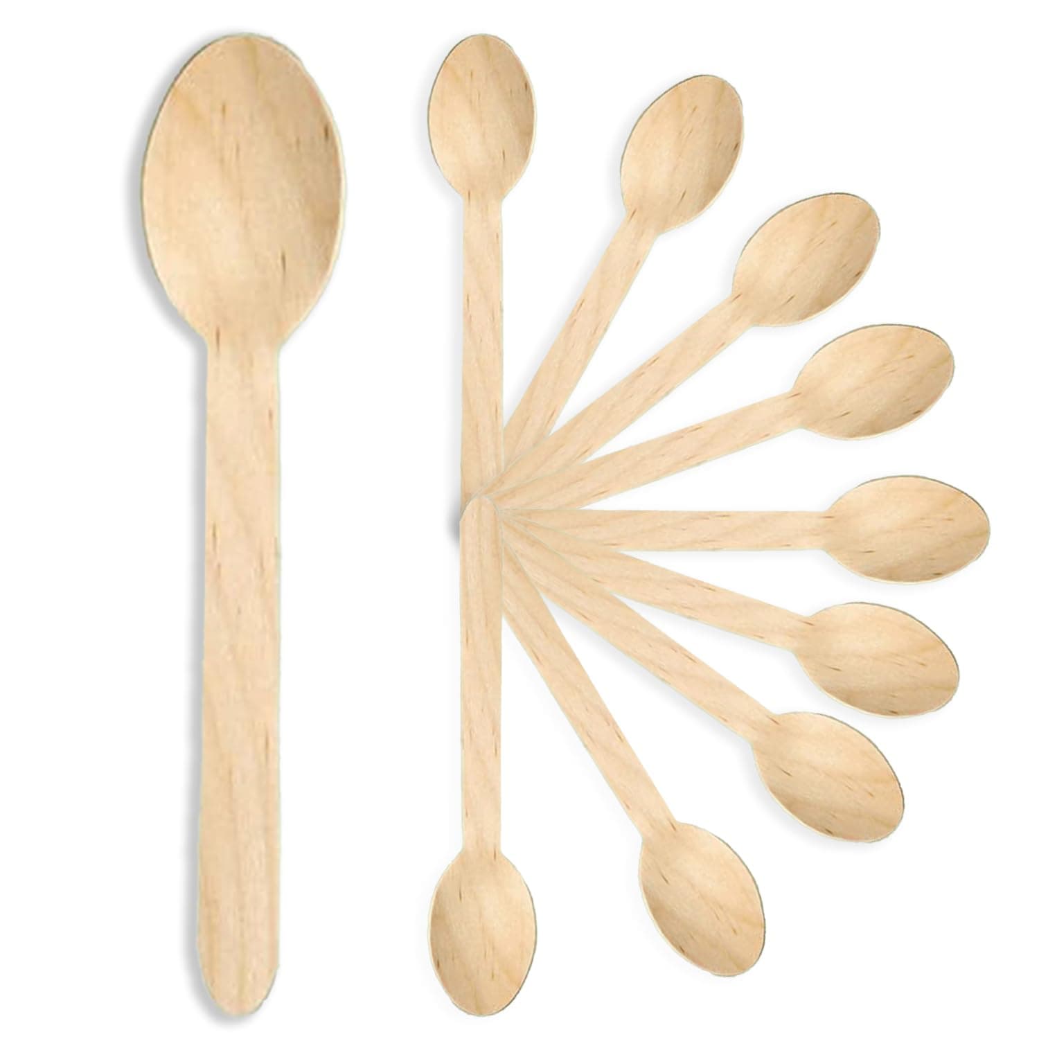 Amazon Basics Wooden Spoons, 140 mm, Pack of 25 | Disposable spoons | Ideal for wedding, parties, birthdays | Made in India