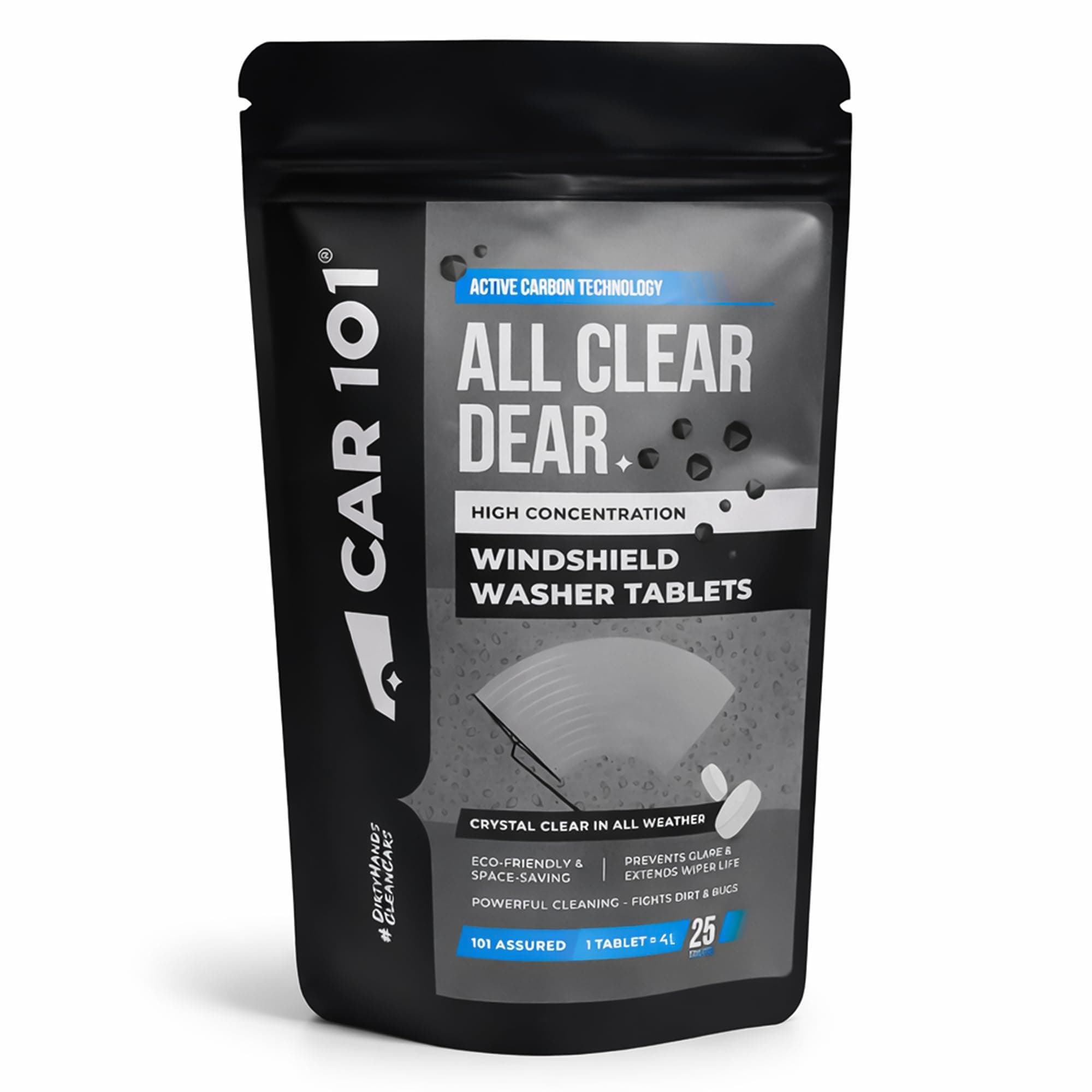 CAR101 Windshield Washer Tablets – 25Pcs | Car Accessories | Automotive Glass Wiper Cleaning Tablets | Concentrated Glass Cleaning | Bug & Dirt Remover, Eco-Friendly Washer Fluid Substitute
