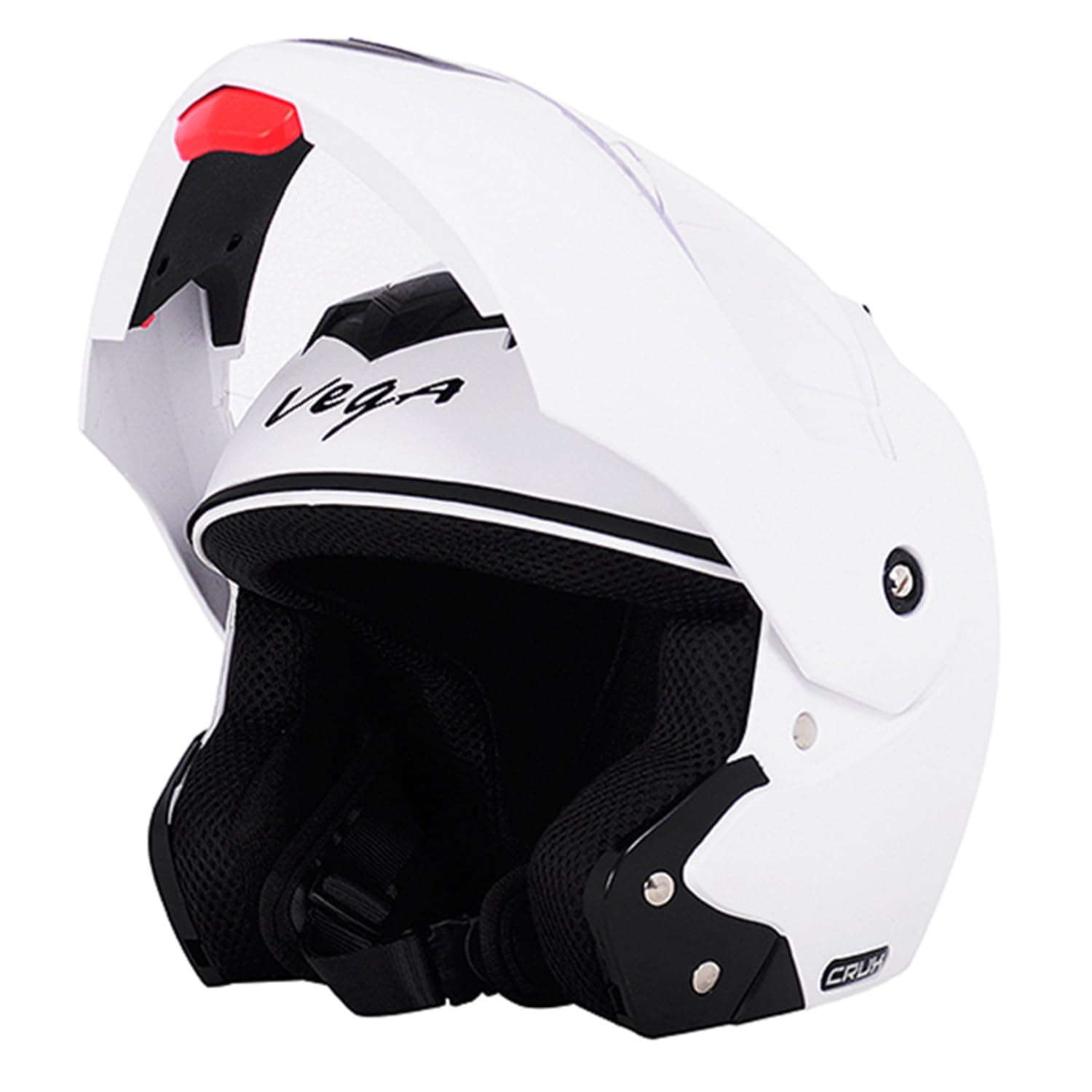Vega Crux ISI Certified Flip-Up Helmet for Men and Women with Clear Visor(White, Size:L)