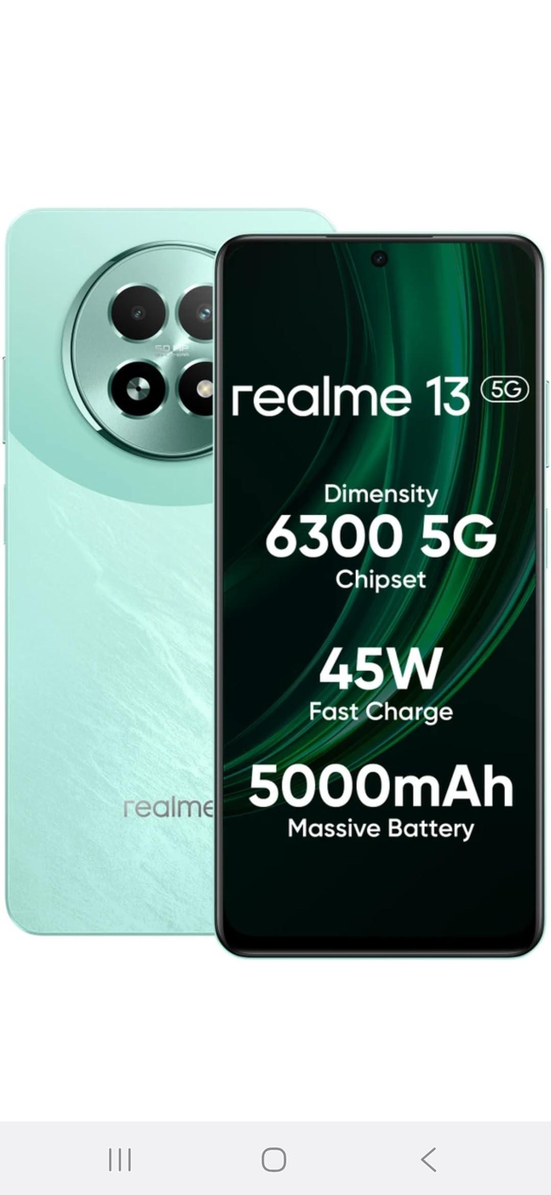 realme 13 5G (Speed Green, 8GB RAM, 128GB Storage) | Expandable Upto 2TB | Up to 18GB Dynamic RAM | 50MP AI Dual Camera | 6.72" AMOLED Display | 45W Ultra Charging | Dimensity 6300 Processor