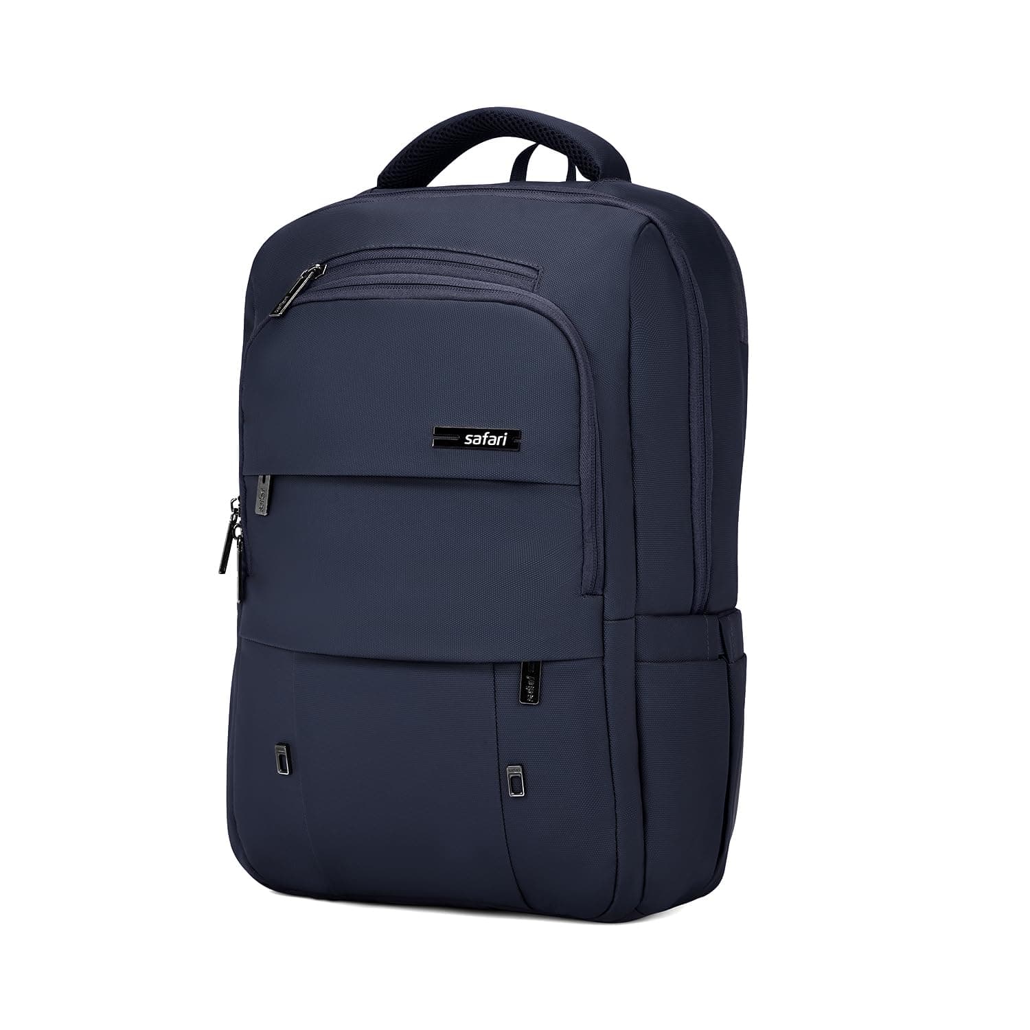 Safari Elite 25L Formal Laptop Backpack Bag for Men & Women, Ideal for Office Use/School/College Boys and Girls, 2 Compartment Compact Backpack with PU Fabric, Trolley Sleeve & Organizer, Color Navy