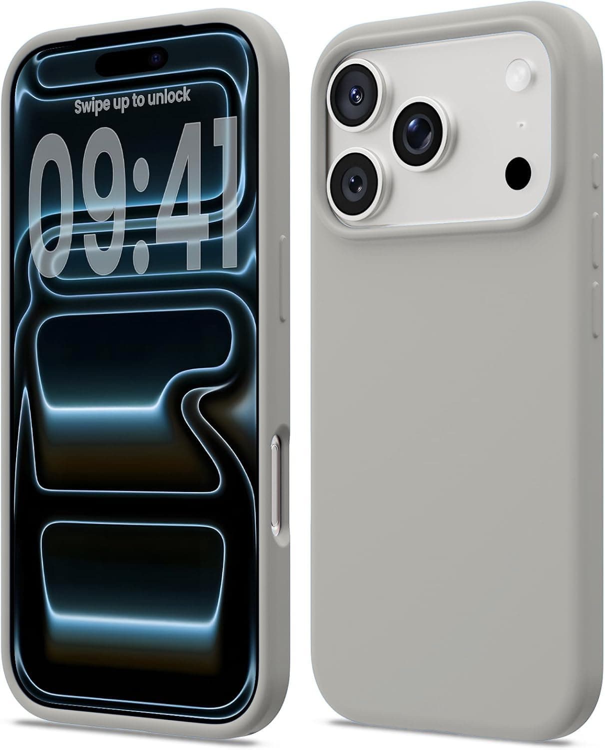 DIZORO Compatible with (iPhone 17 Pro Case)(2025), Liquid Silicone 3 Layers Full Covered Soft Gel Rubber Phone Case,Shockproof Protective Cover with Anti-Scratch Microfiber Lining-Natural Titanium