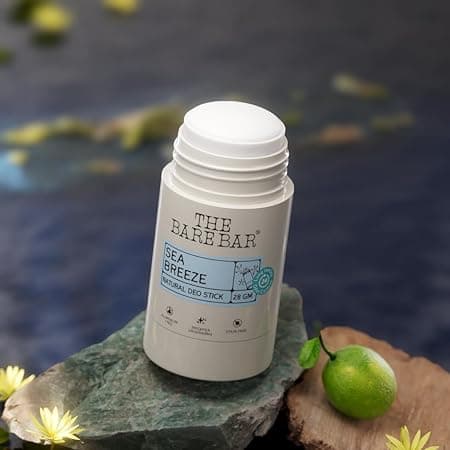 The Bare Bar Sea Breeze Natural Deodorant Stick 28g | Up to 24-Hour Odour Control | Long-Lasting Freshness | Aluminium-Free, Baking Soda-Free | No White Marks, No Staining | For Men & Women