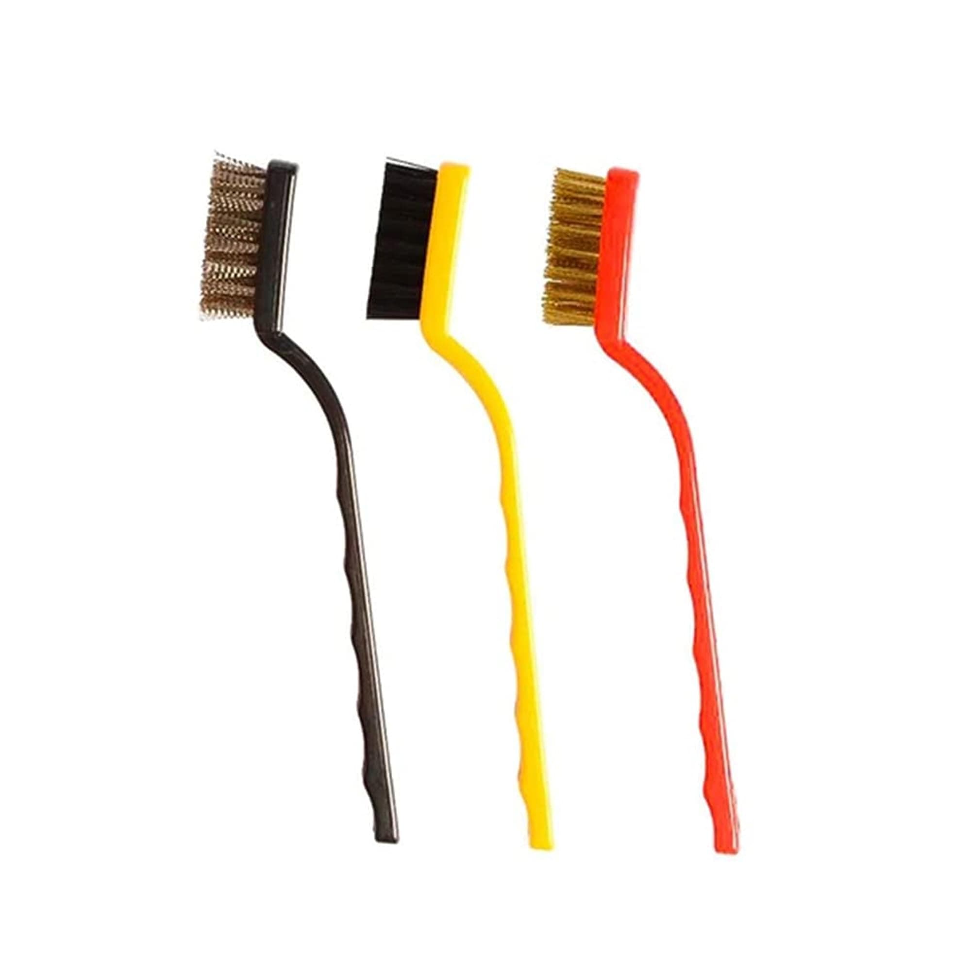 Sulfar 3 Pc Mini Wire Brush Set (Brass, Nylon, Stainless Steel Bristles)