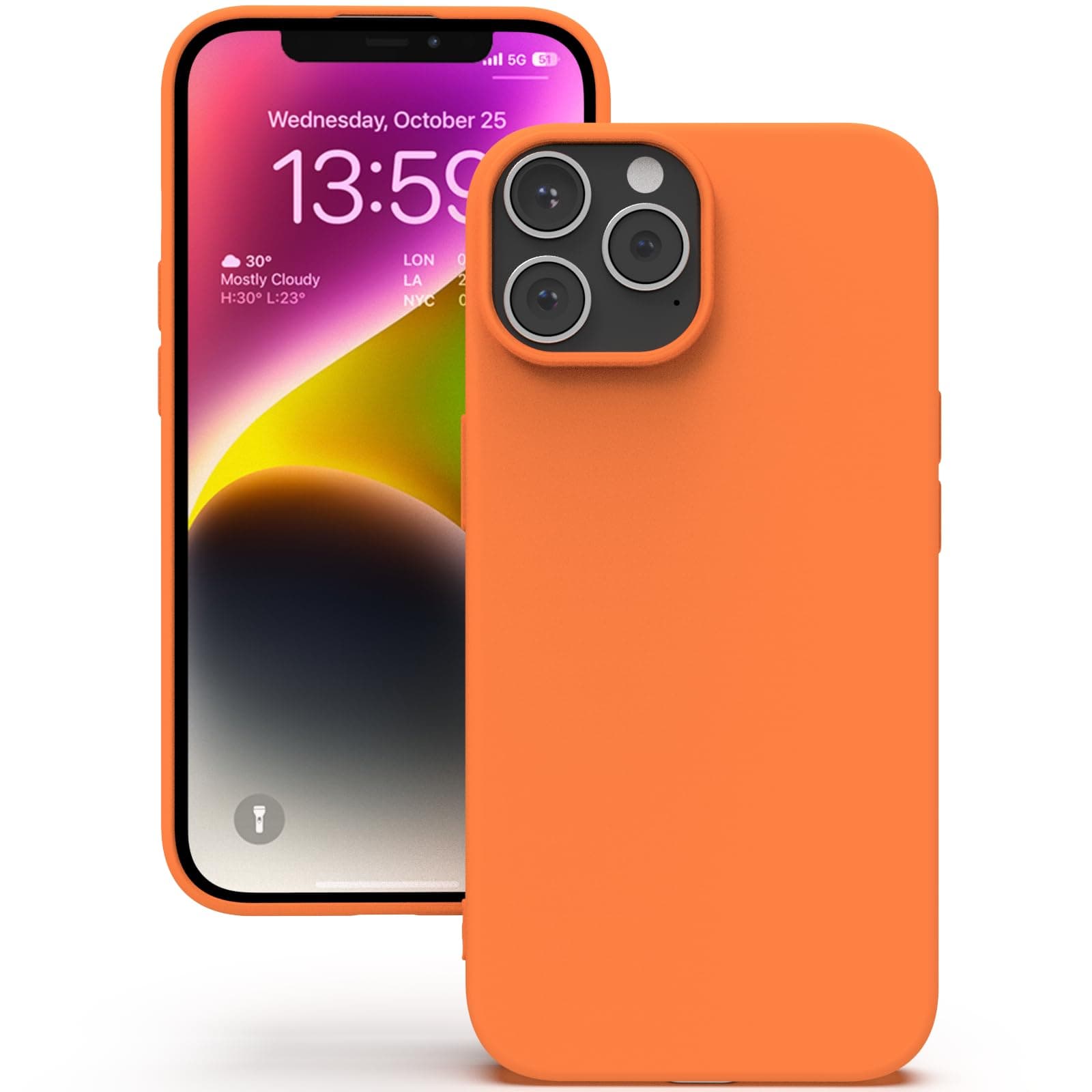YATWIN Silicone Back Case for iPhone 13 Pro, Soft-Touch Phone Back Cover for Apple iPhone 13 Pro - Orange