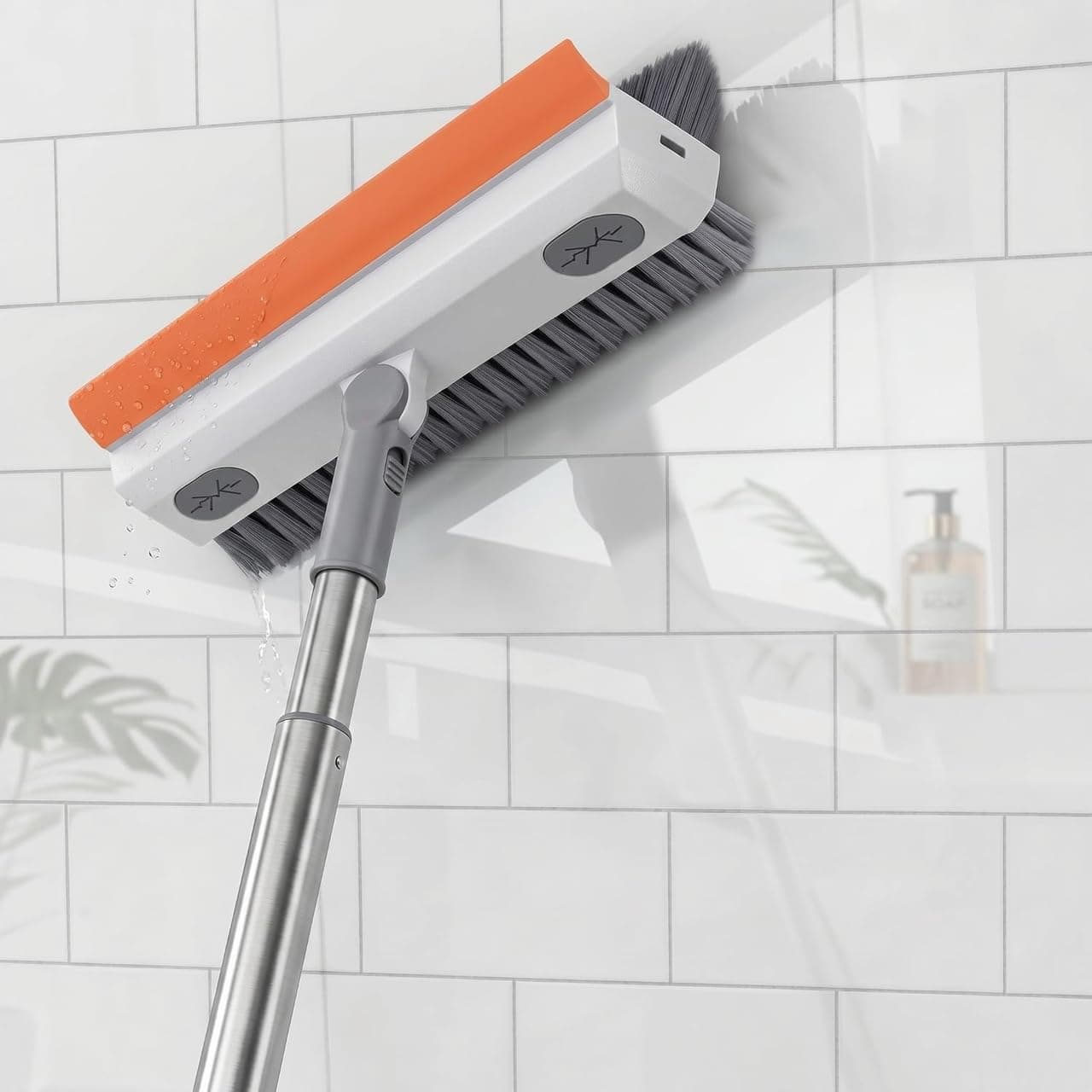 3-in-1 Bathroom Cleaning Brush with Wiper – 180° Rotating V-Shaped Brush