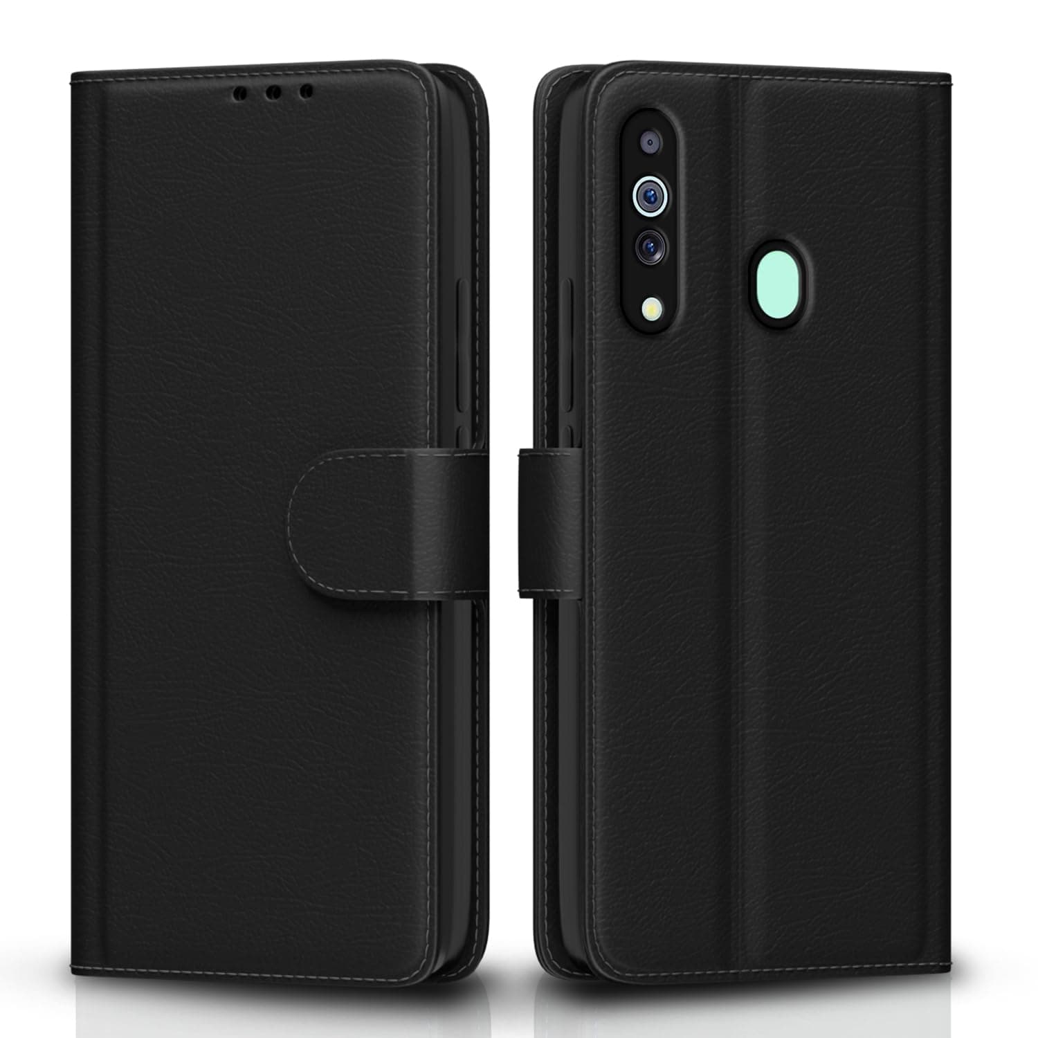 Pikkme Samsung Galaxy M40 Flip Case Leather Finish | Inside TPU with Card Pockets | Wallet Stand and Shock Proof | Magnetic Closing | Complete Protection Flip Cover for Samsung Galaxy M40 (Black)