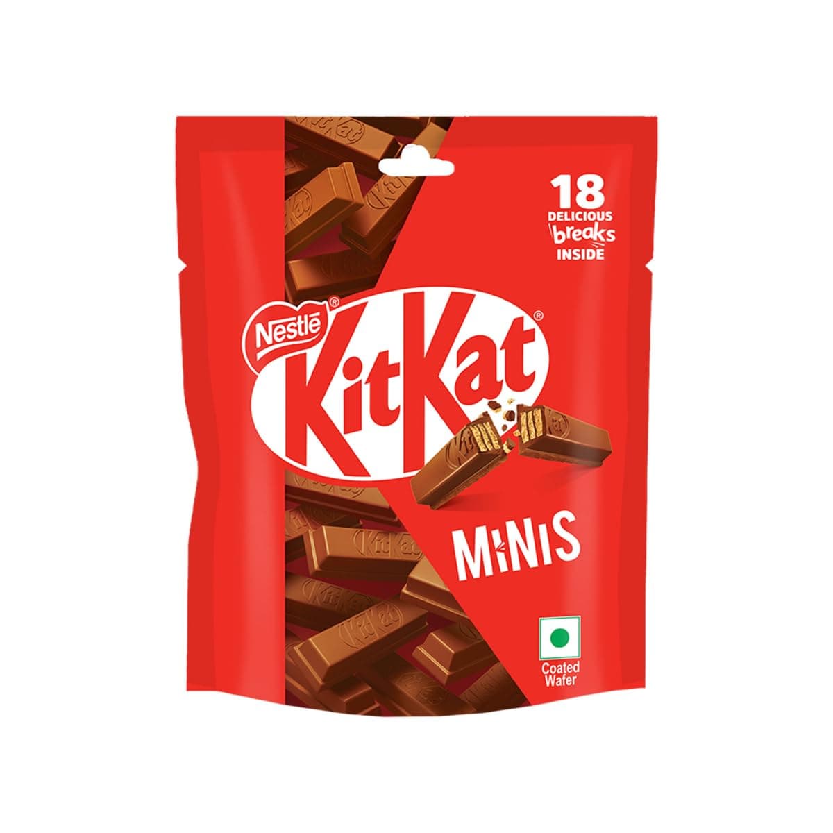 Nestlé KitKat Minis, Choco-Coated Wafer Bar, Share Bag, 18 x 7.4g, 133.2g