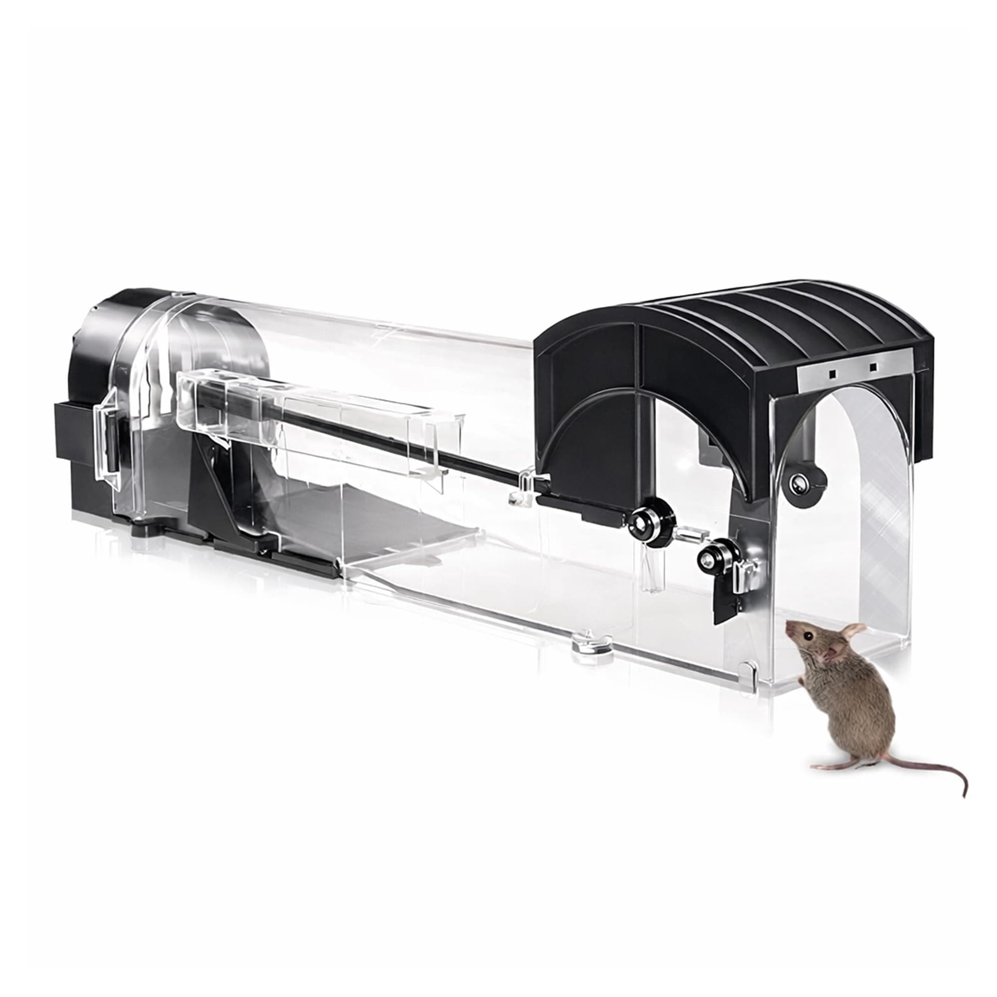Evafly Rat Trap Cage for House Garden Patio, 32 cm Humane Mouse Trap Enlarged No Kill Reusable Catch and Release Smart Rat Catcher Trap for Home, Rodent Trap for Mice, Pets, Rodents - Black