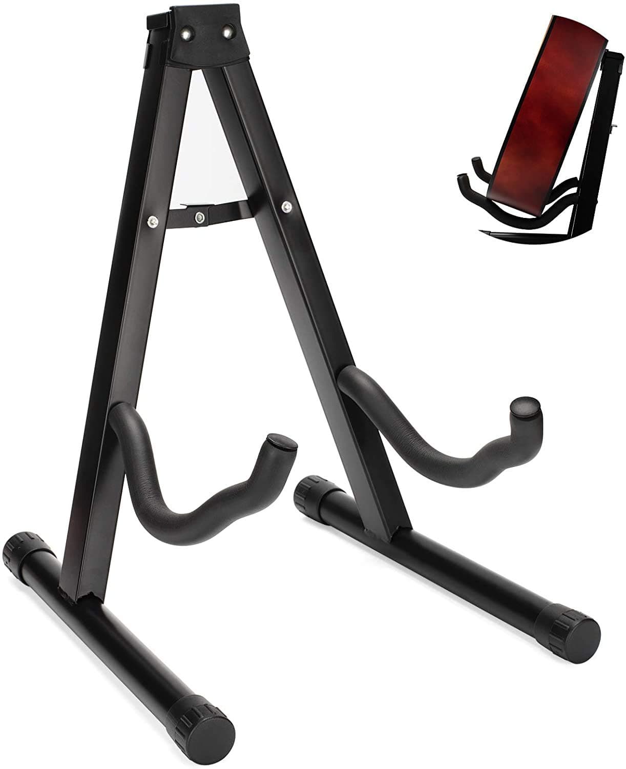 JUAREZ JRGS100 Heavy-Duty Metal Folding Guitar Stand | Universal A-Frame Stand for Acoustic, Electric, Bass, Ukulele & Banjo | Anti-Slip Rubber & Foam Padding