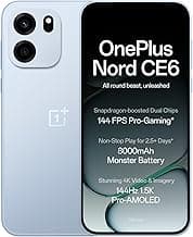 OnePlus Nord CE6 | 8GB+128GB | Fresh Blue | Snapdragon 7s Gen 4 | Segment's Fastest Touch Response | 8000mAh Battery | 144Hz 1.5K AMOLED Display | 50MP Main + 32MP Selfie 4K Cameras | IP66,68,69,69K