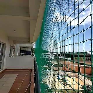 Essoti Monkey Net/Cricket Net/Children Safety net/Nylon - (6X8 FT) -2 MM 30 Ply String Size 44 mm Hole, Green in Color Sample Kit Along (6X8 FT, Green)