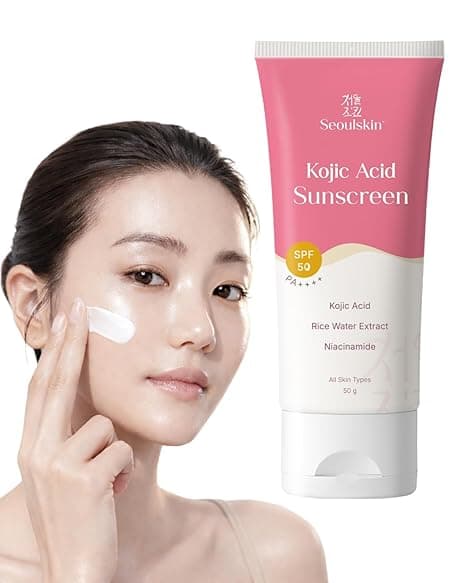 Seoulskin Kojic Acid Sunscreen SPF 50 PA ++++ | Helps Fade Dark Spots & Pigmentation | Non – Sticky & Non- Greasy | No White Cast | Broad Spectrum UVA & UVB Protection | All Skin Types | For Men & Women | Lightweight Korean Sunscreen | 50 g