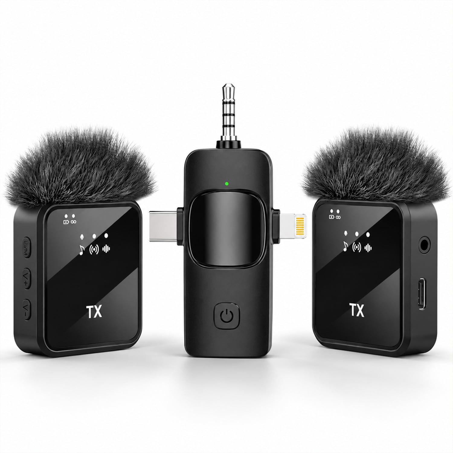 EMBOX Wireless Microphone for YouTube, Omnidirectional Lavalier Mic with Active Noise Cancellation, Reverb Mode, LED Indicator, Plug & Play, Type-C, 8 Hours Playback, 30M Range