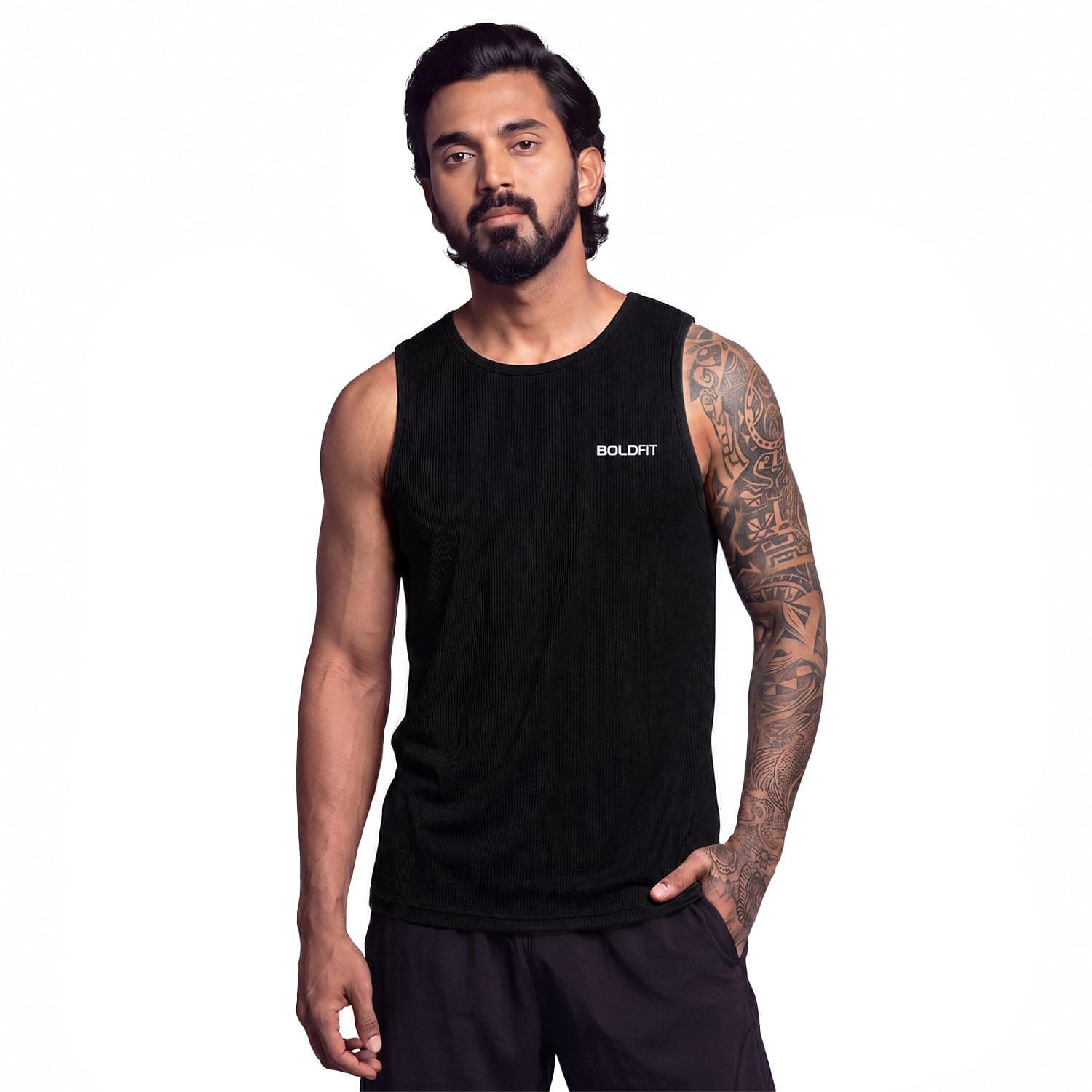 Boldfit Gym Vests for Men Workout Breathable Vest for man Lightweight Sleeveless Underwear t Shirts Regular fit Round Neck Tank top Boys Black