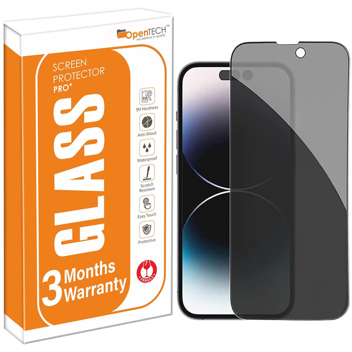 OpenTech® Military-Grade Privacy Tempered Glass for iPhone 16 Pro Max / iPhone 17 Pro Max with Edge to Edge Full Screen Coverage | Scratch Resistant | Case Friendly | Anti Spy Screen Protector | Easy Installation Kit