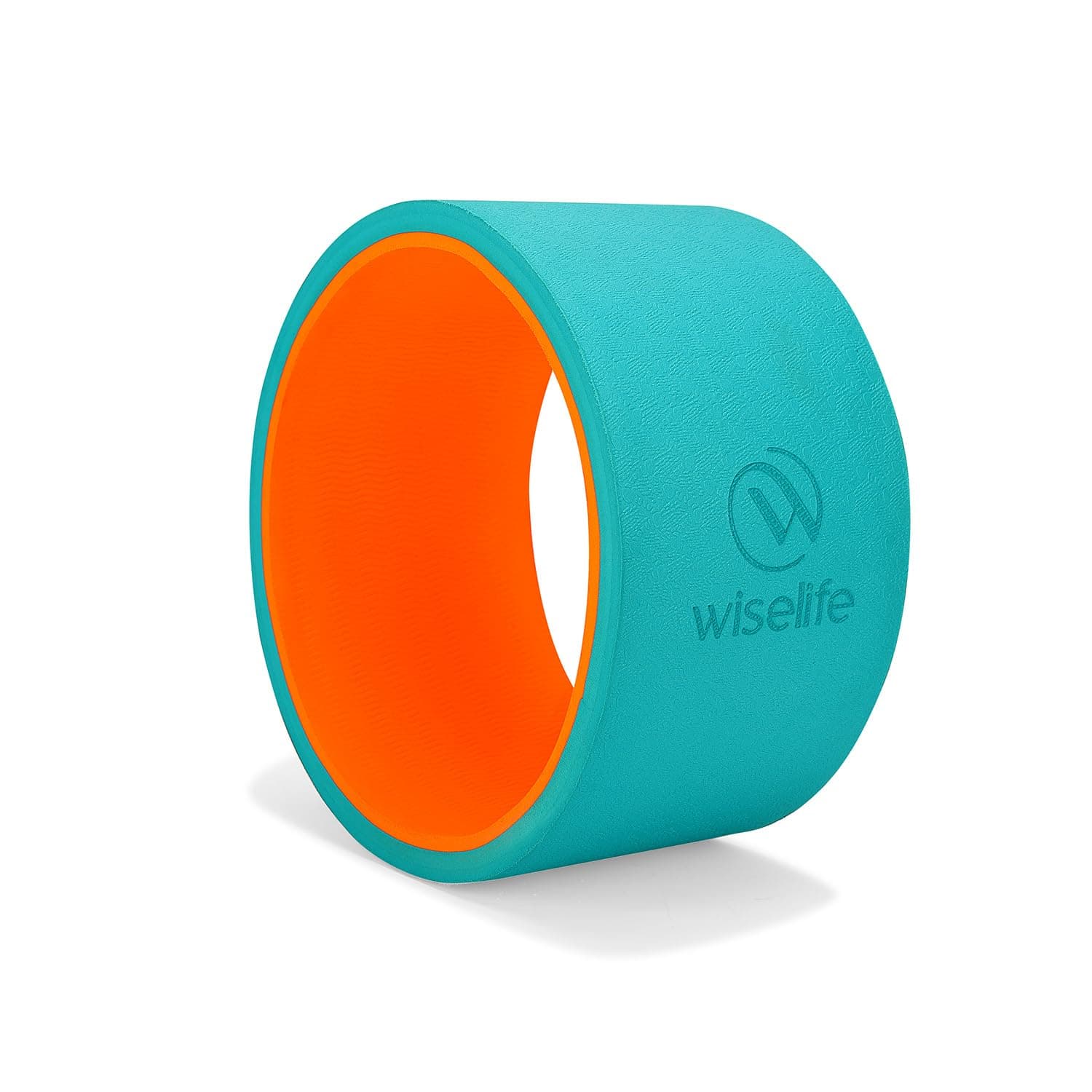 WISELIFE Yoga Wheel For Men & Women | Big Circle Wheel For Abs, Home Training, Deep Tissue Massage, Back Pain, Stretching, Back Bends,Sweat Resistant | 12.75x5.75 inch (Teal-Dark Orange)