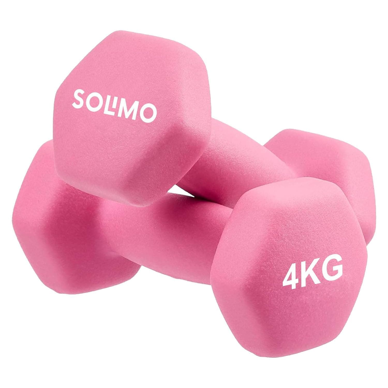 Amazon Brand - Solimo Neoprene Dumbbell 4 Kg, Set of 2 (Light Pink)