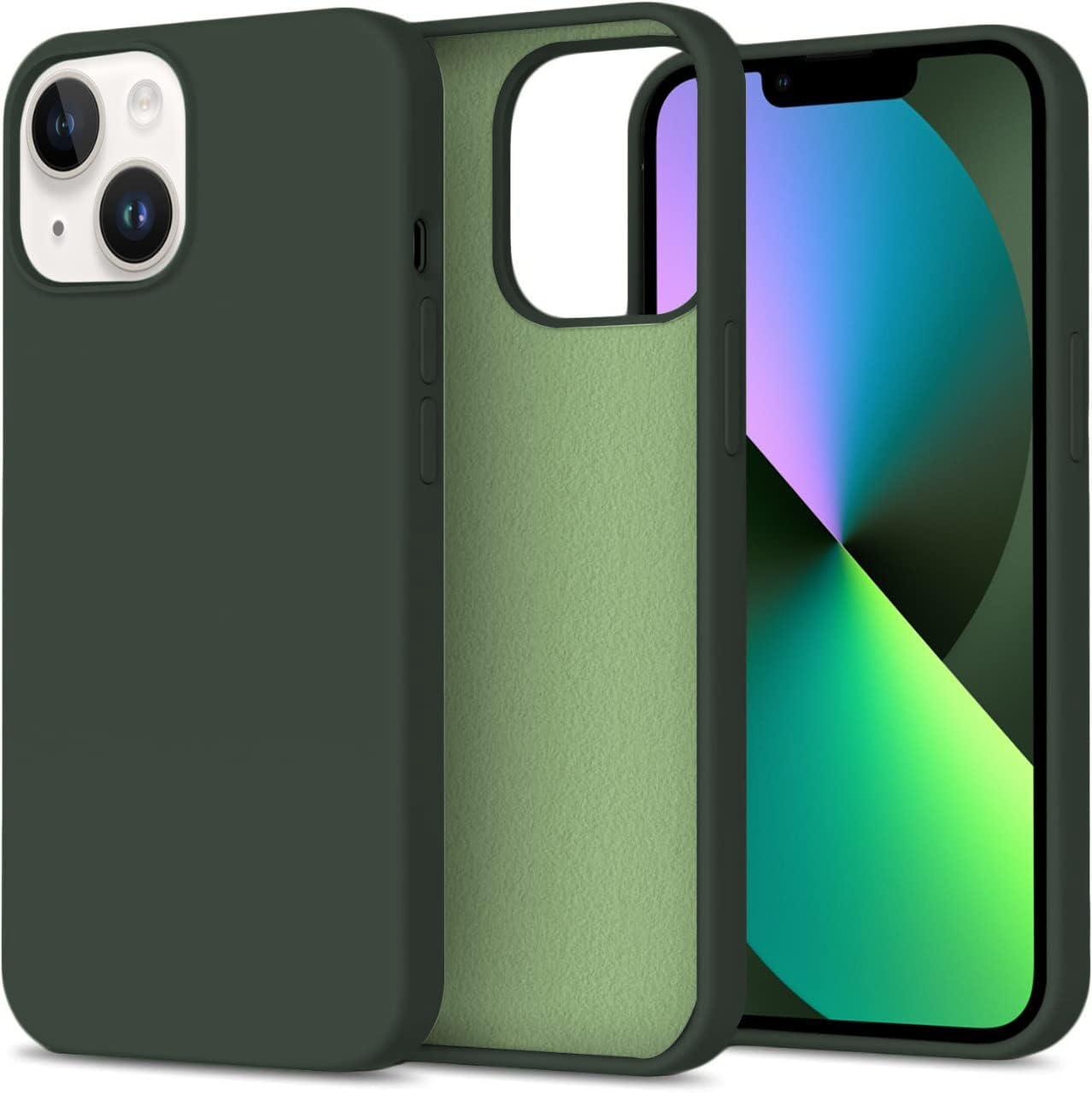 DIZORO® Silicone Back Case for iPhone 14, Soft-Touch Phone Microfiber Silicone Back Cover for iPhone 14-Pine