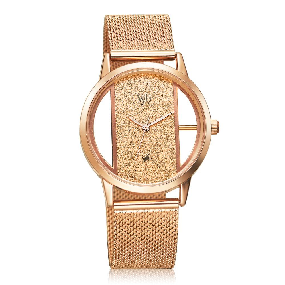 Fastrack Vyb Runway Quartz Analog Rose Gold Dial Stainless Steel Strap Watch for Girls-FV60019WM01W