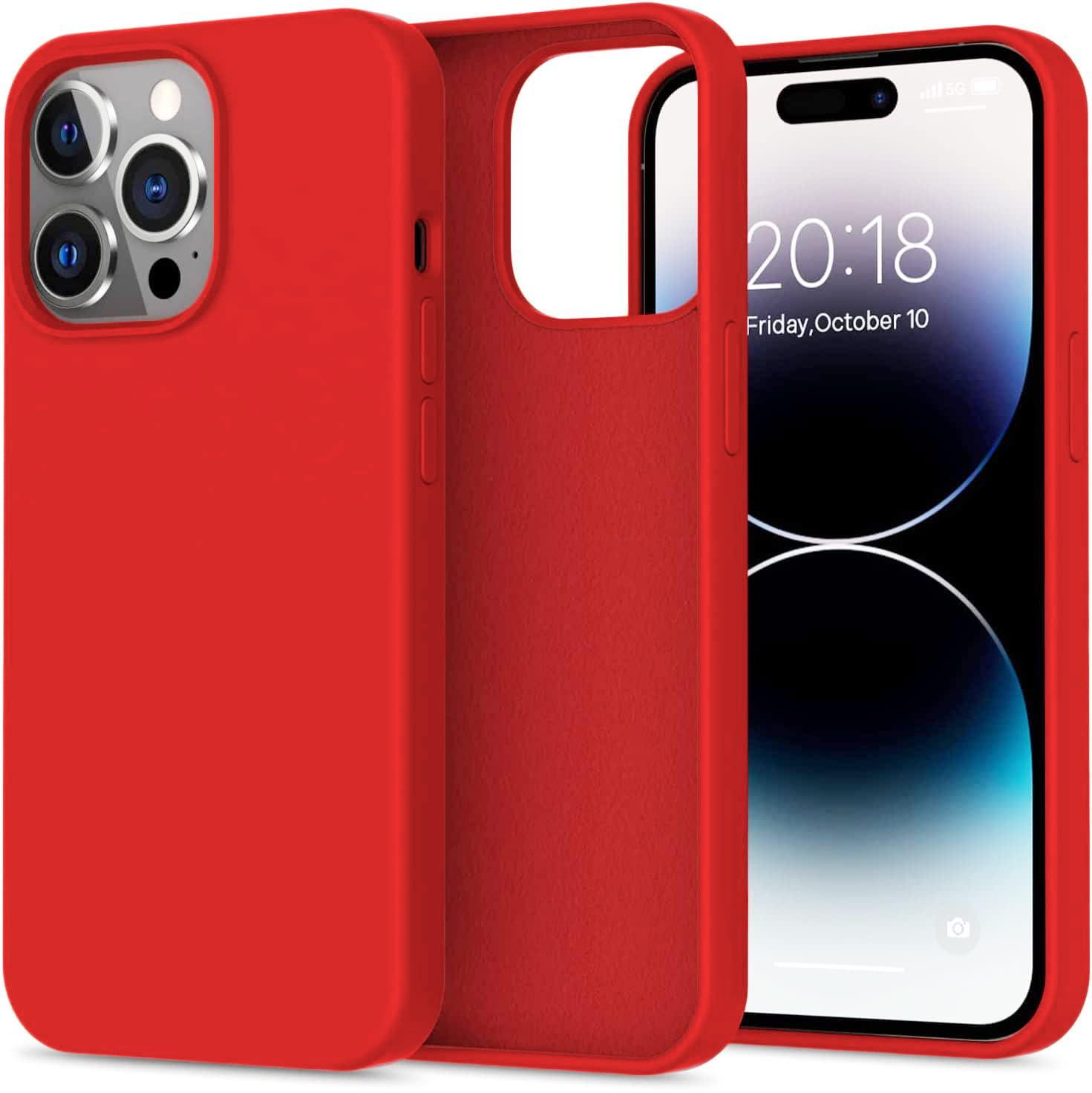 DIZORO® Microfiber Candy Case Compatible for iPhone 14 PRO MAX, Shockproof Slim Back Cover Liquid Silicone Case (Red)