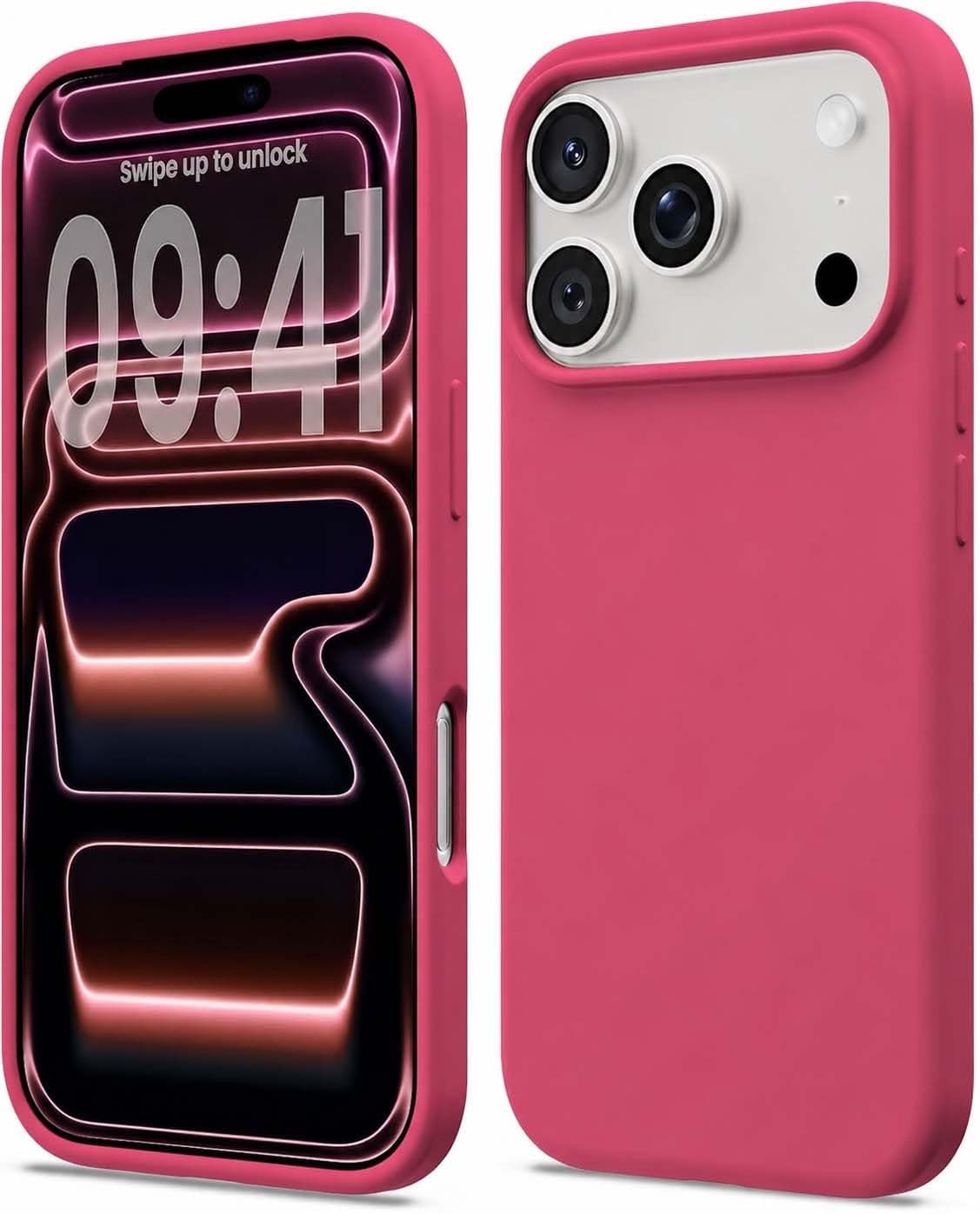 DIZORO Compatible with iPhone 17 Pro Case (2025), Liquid Silicone 3 Layers Full Covered Soft Gel Rubber Shockproof Protective Cover with Anti-Scratch Microfiber Lining - Hibiscus
