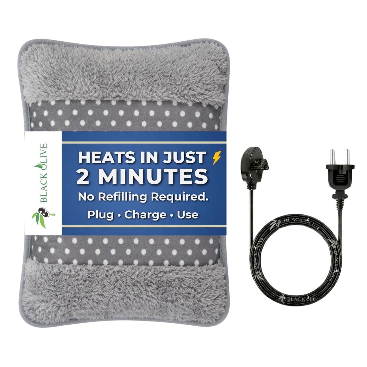 Hot Water Bag BLACK OLIVE® Heating Gel Bag For Pain Relief Electric Hot Pack Heat Pad Electric Heating Pad For Menstrual, Period Cramps, Back & Muscle Pain Men & Women With Charging Cord (Multicolor/Assorted)