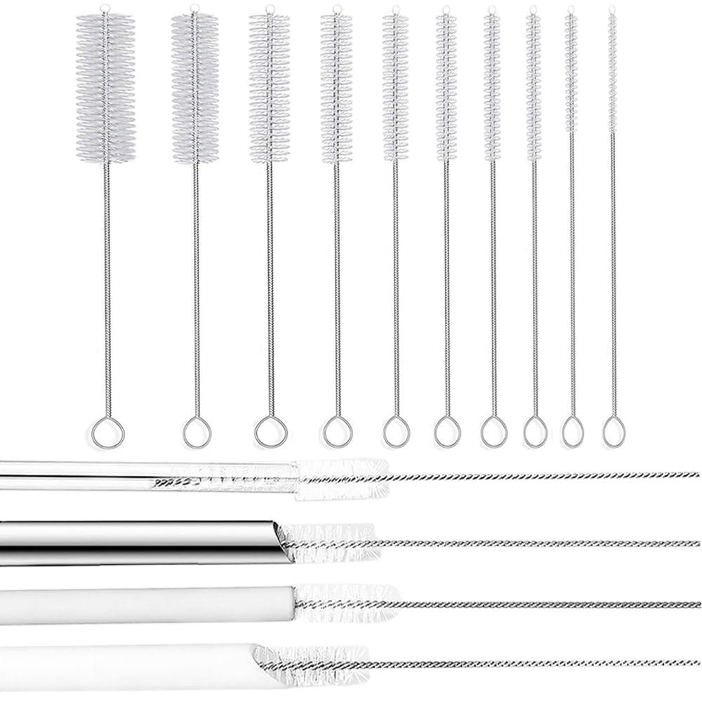 10pcs Straw Cleaner Brush, Stainless Steel Nylon Straw Cleaning Brush