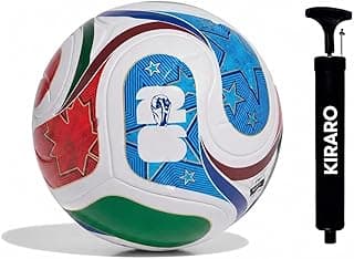 Official Size 5 Soccer Ball with Free Pump & Pin | Premium PU Leather Football with Excellent Air Retention | Durable Training & Match Ball for Kids, Youth & Adults (Qatar Blue)