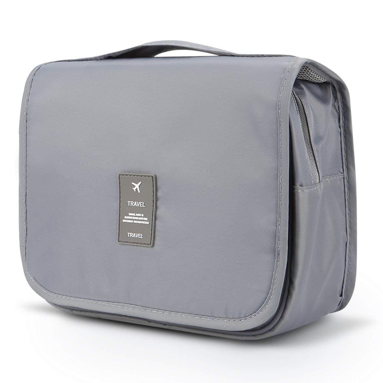 CAVALO – Be Unique Nylon Polyester Large Capacity Portable Travel Toiletry Bag with Hanging Hook Waterproof Cosmetic Case Makeup Pouch Dopp Kit for Men Women with Carry Handle (Grey)