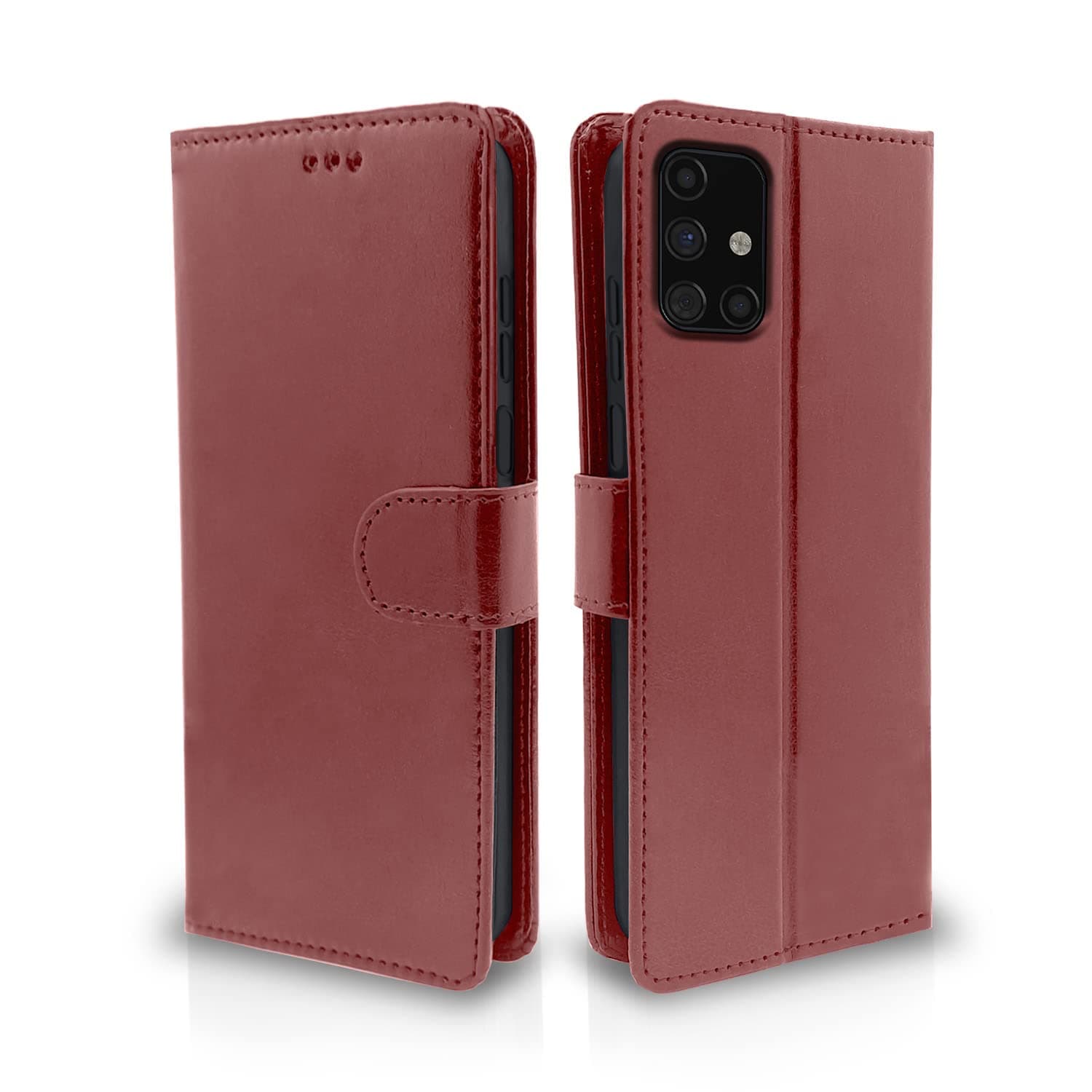 Pikkme Samsung Galaxy M51 Flip Cover Magnetic Leather Wallet Case Shockproof TPU for Samsung Galaxy M51 (Brown)