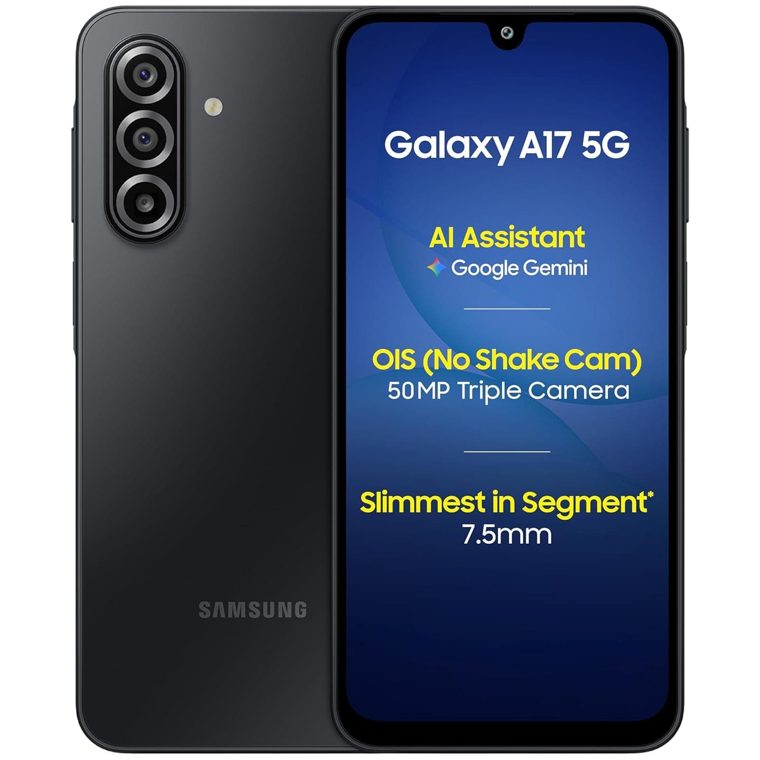 Samsung Galaxy A17 5G (Black, 6GB RAM, 128GB Storage) | 50 MP No Shake Camera | Gemini Live | Circle to Search | Super AMOLED | Corning Gorilla Glass Victus | 7.5mm Sleek | AI