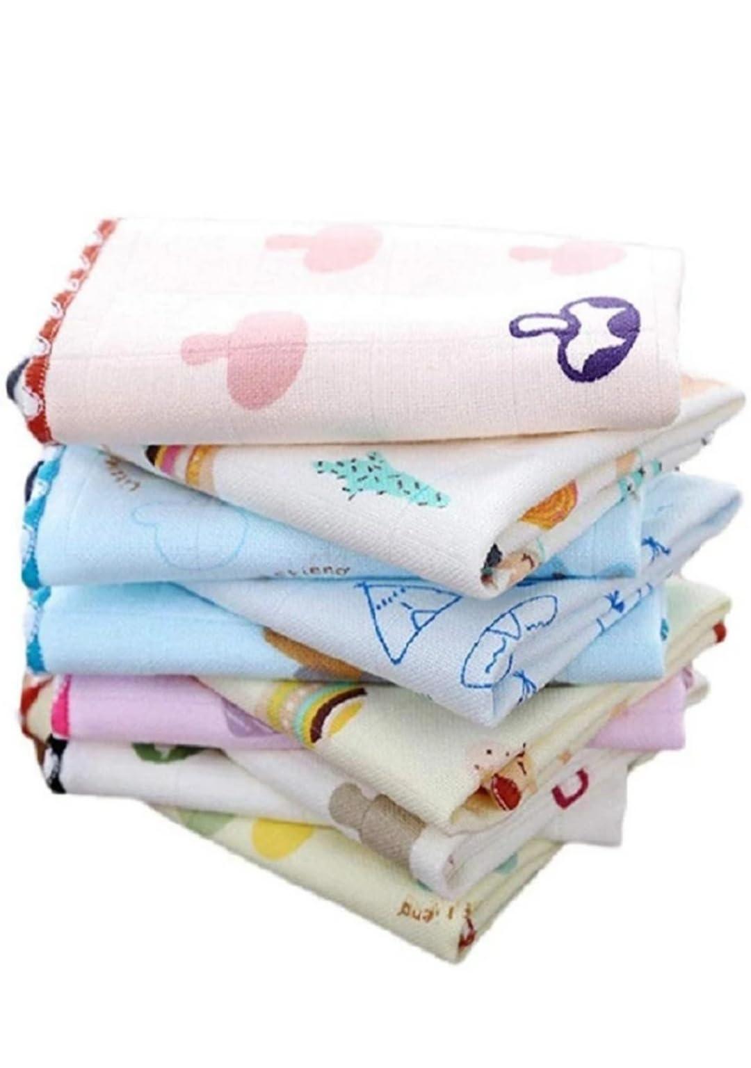 Little Boo Muslin Face Hankies/Towels for Newborn Baby Extra Soft Reusable Napkins for Infants Toddlers/Kids (Pack of 5) Multicolor