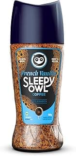 Sleepy Owl French Vanilla Premium Instant Coffee | 100% Arabica | Microground Technology | Ready in Seconds | Makes 50 Cups | 100g