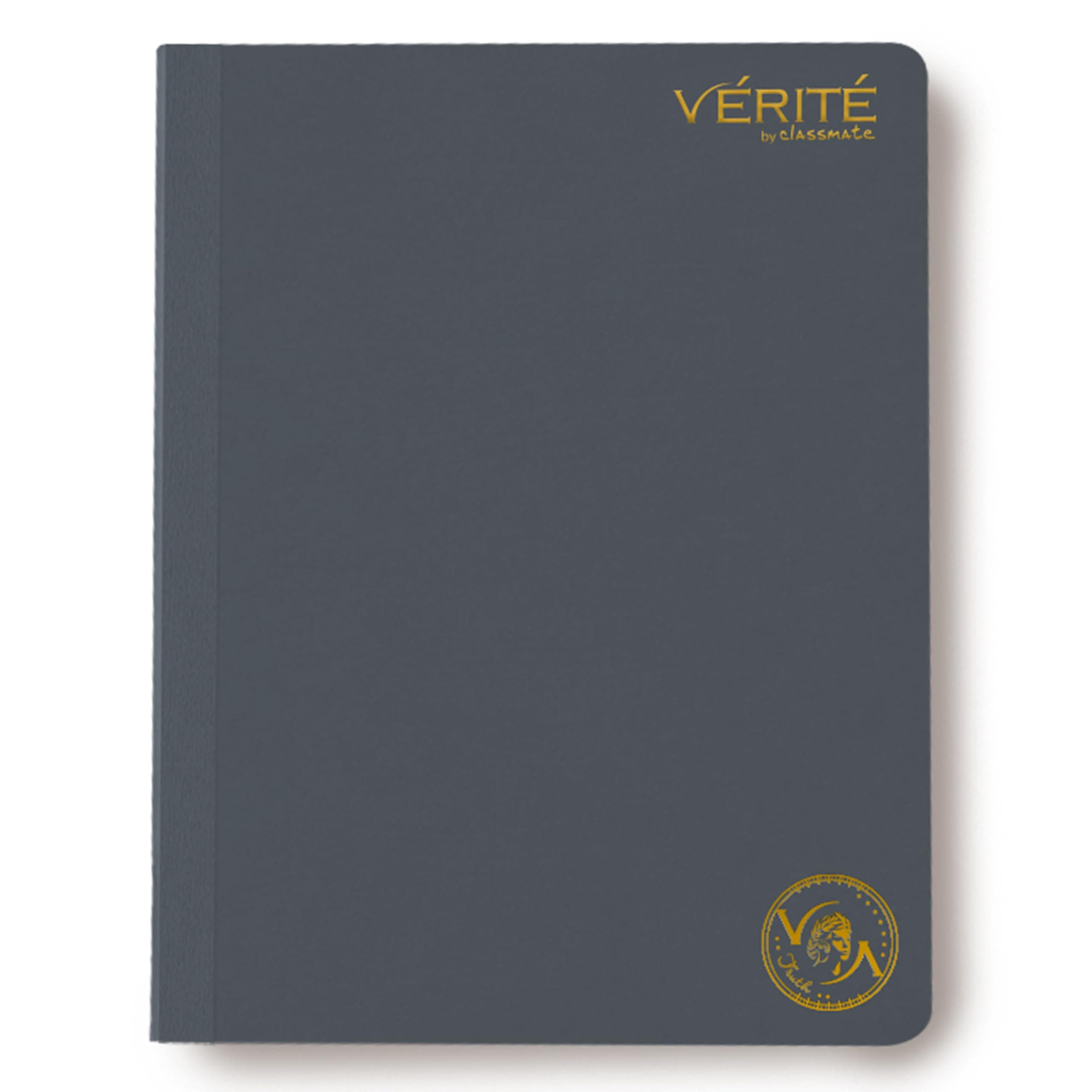 Lay Flat Binding Notebook - Verite by Classmate Ideal for School Students, Charcoal Color, Size (in cm) 24 X 18, Single Line, Thick Premium 120 Pages with Low Ink Bleed for Smooth Writing Experience